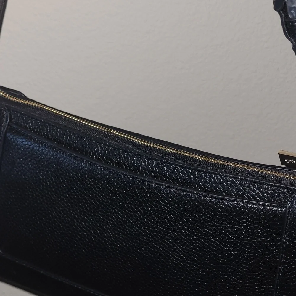 Kate Spade Black Structured Shoulder Bag with Gold Accent